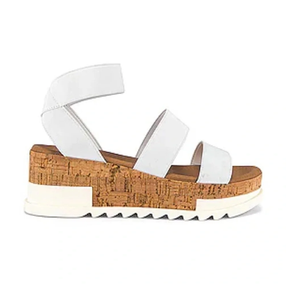 NEW Steve Madden Bandi Sandal Strap Wedge Platform White Size 8.5
